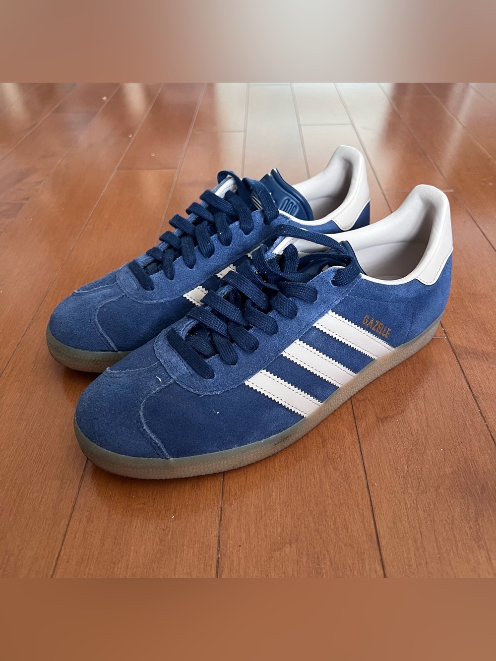 adidas Gazelle Men’s Suede Sneakers - Navy Blue & White 8.5